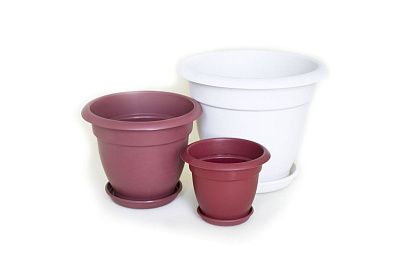 Кашпо с поддоном 3л, белый ДимПласт