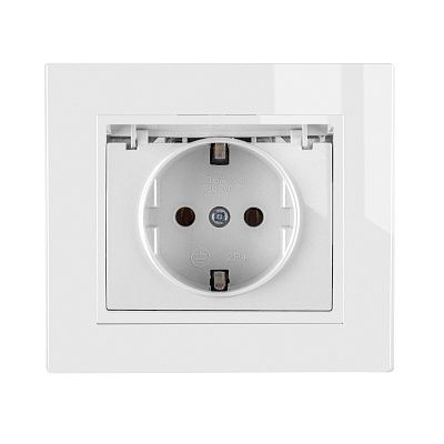 Розетка с/з с крышкой бел. СП TANGO HOUSE 16А, 250В IP44 (1/10/200)