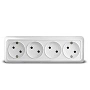 Розетка 4-ая б/з белый ОП 16А, 220В Олимп (1162)