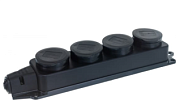 Колодка четырехместная с заглушками с/з каучук 16А 250В IP44  Универсал