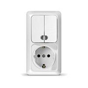 Блок комб. ОП верт (2кл. выкл с подсв + розетка с/з) Олимп О0041