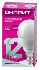 Лампа светодиодная 12W E14 шарик 6500K 1020Lm 220V (OLL-G45-12-230-6.5K-E14-FR) ОНЛАЙТ