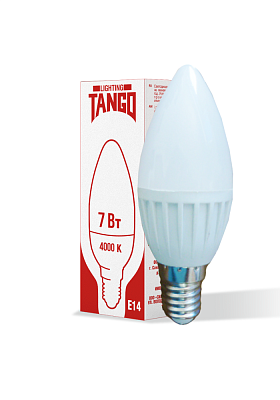 Лампа светодиодная 7W E14 свеча 4000K 220V (TANGO LED C37-7W-E14-W) TANGO