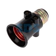 Переходник патрон Е27 карболитовый (Жулик) с этикеткой, черный REXANT