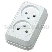 Розетка 2-ая б/з белый ОП 16А, 220В Makel
