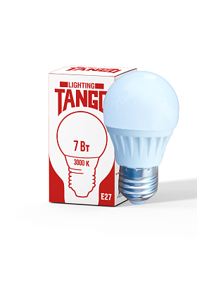 Лампа светодиодная 7W E27 шарик 3000K 220V (TANGO LED G45-7W-E27-N) TANGO
