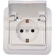 Розетка с/з с крышкой белый СП, 16А, 220В (В0029) Валери