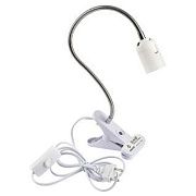 Светильник настольный на прищепке DL-4-E27, с гибкой ножкой (400мм), белый, шнур с выключателем L-1.8м Включай