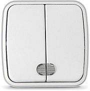 Выключатель 2кл.с подсветкой белый Электра ОП, 10А, 220В СОЮЗ (0030)