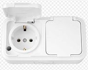 Розетка 2-ая с/з с крышкой белый Минск ОП (РА16-213) IP54