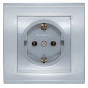 Розетка с/з серебро СП, 16А, 220В (7949872) Бриллиант