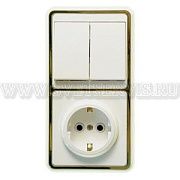 Блок комб. СП (2кл. выкл + розетка с/з) с ЗОЛОТОМ Бэлла БКВР-032з