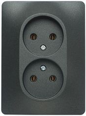 Розетка 2-я б/з антрацит СП, 16А (в сборе) GLOSSA