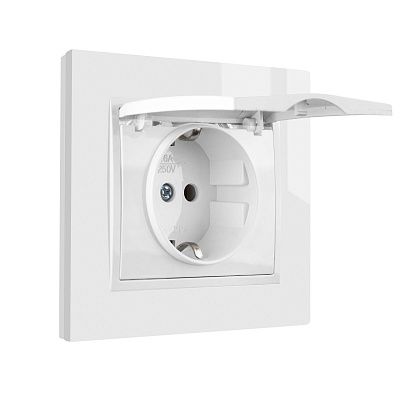 Розетка с/з с крышкой бел. СП TANGO HOUSE 16А, 250В IP44 (1/10/200)