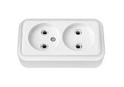Розетка 2-ая б/з белый ОП 16А, 220В Пралеска (РА16-260)