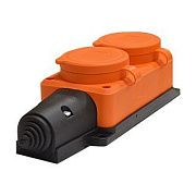 Колодка двухместная с заглушками с/з каучук 16А 250В IP44 ОРАНЖЕВАЯ "Компакт" Универсал