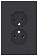 Розетка 2-я б/з карбон СП, 16А (в сборе) ATLAS