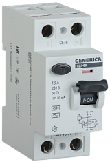 Выключатель дифференциальный УЗО 2Р 16А 30мА ВД1-63 GENERICA (ИЭК)