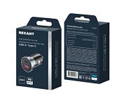 Зарядное устройство в прикуриватель USB-A+USB-Type-C (АЗУ) c LED-подсветкой, 20Вт, черное REXANT