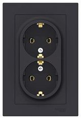 Розетка 2-я с/з карбон СП, 16А (в сборе) ATLAS