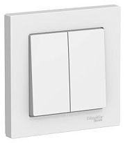 Выключатель 2кл. белый СП, 10А (в сборе) ATLAS