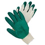 Перчатки х/б обливные одним слоем латекса "Зеленые", 13-кл
