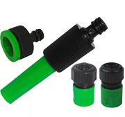 Набор поливочный 3/4" (насадка для полива, соединитель, соединитель с аквастопом, адаптер внешний) В приДАЧУ