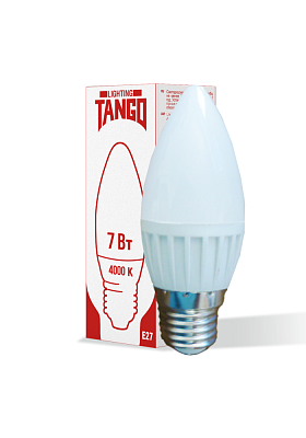 Лампа светодиодная 7W E27 свеча 4000K 220V (TANGO LED C37-7W-E27-W) TANGO