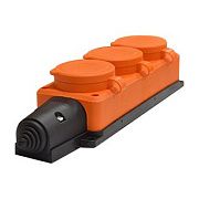 Колодка трехместная с заглушками с/з каучук 16А 250В IP44 ОРАНЖЕВАЯ "Компакт" Универсал
