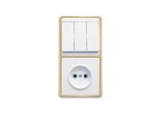 Блок комб. СП (3кл. выкл + розетка б/з) с ЗОЛОТОМ Бэлла БКВР-039з