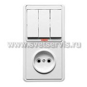Блок комб. СП (3кл. выкл с подсв + розетка б/з) Бэлла БКВР-212
