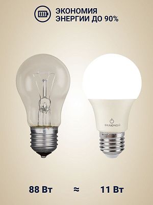 Лампа светодиодная 11W E27 A60 3000K 220V (LED PREMIUM А60-11W-E27-N) Включай