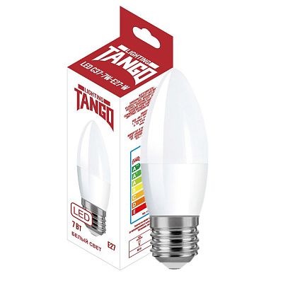 Лампа светодиодная 7W E27 свеча 4000K 220V (TANGO LED C37-7W-E27-W) TANGO