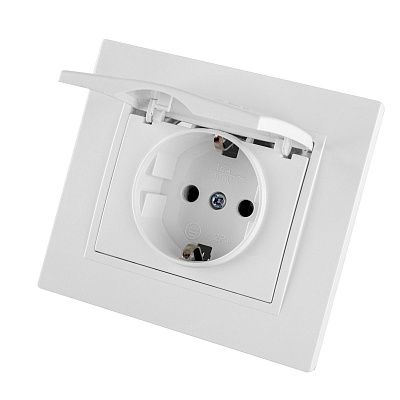 Розетка с/з с крышкой бел. СП TANGO HOUSE 16А, 250В IP44 (1/10/200)