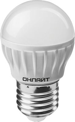 Лампа светодиодная 6W Е27 шарик 6500К 480Lm 220V (OLL-G45-6-230-6.5K-E27) ОНЛАЙТ