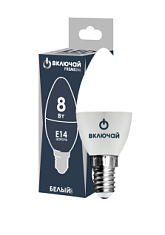 Лампа светодиодная 8W E14 свеча 4000K 220V (LED PREMIUM C37-8W-E14-W) Включай