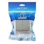 Выключатель 2кл серый ОП 10А, IP54 VKL electric (1/10/120)