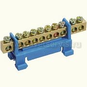 Шина "N" нулевая 6x9-10-С-С , с изолятором на DIN-рейку, (ШНИ) тип "Стойка" ИЭК