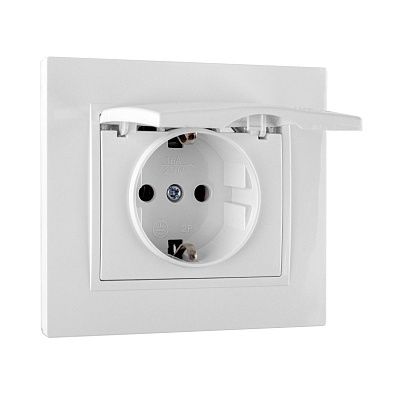 Розетка с/з с крышкой бел. СП TANGO HOUSE 16А, 250В IP44 (1/10/200)