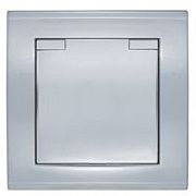 Розетка с/з серебро с крышкой СП, 16А, 220В (7949896) Бриллиант