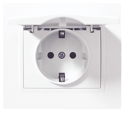 Розетка с/з с крышкой бел. СП TANGO HOUSE 16А, 250В IP44 (1/10/200)