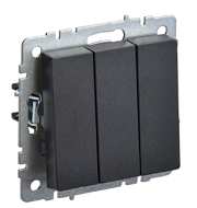 Выключатель 3-кл. черн. BRITE СП, 10А (ВС10-3-0-БрЧ) (механизм) ИЭК