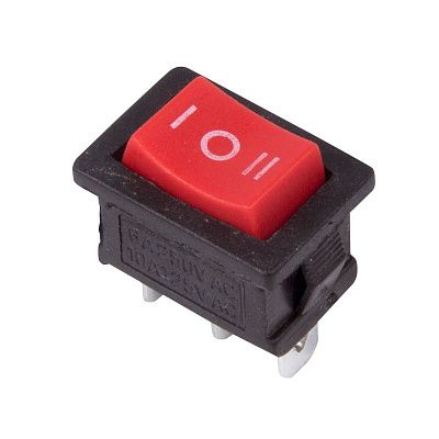 Выключатель клавишный 250V ON-OFF-ON Mini, 6А (1*3с)  красный с нейтралью REXANT