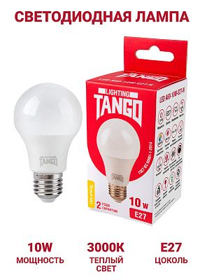 Лампа светодиодная 10W E27 A60 3000K 220V (TANGO LED А60-10W-E27-N) TANGO
