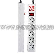 Сетевой фильтр 5*1,95м с з/к (серый) Москва Power Cube B 10А