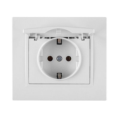 Розетка с/з с крышкой бел. СП TANGO HOUSE 16А, 250В IP44 (1/10/200)