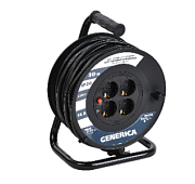 Удлинитель на катушке 30 м 4 гн. ПВС, с/з, 16А, 2500Вт  GENERICA