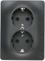Розетка 2-я с/з антрацит СП, 16А (в сборе) GLOSSA