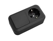 Блок комб. ОП гориз. ( 1кл. выкл.+ розетка с/з) черный Пралеска (В-РЦ-527Ч)