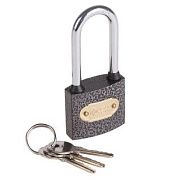 Замок навесной металлический, серия "Чугун" 40 мм ДЛИННАЯ ДУЖКА Четыре Сезона